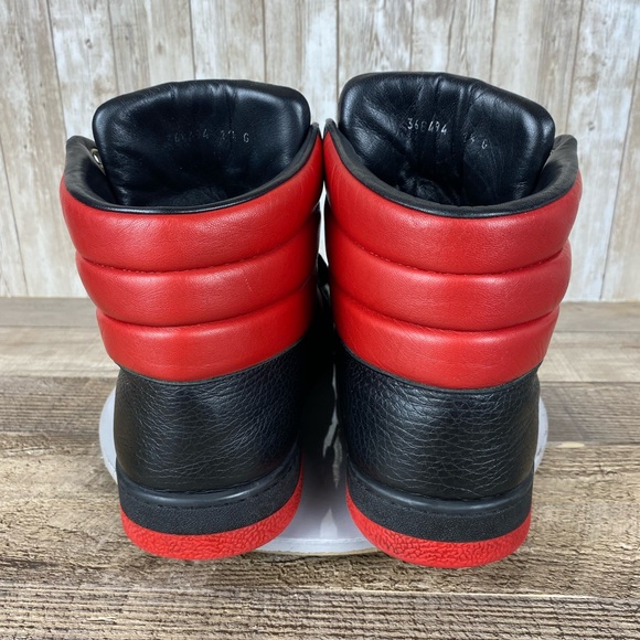 Gucci Authentic Black/Red Leather Praga Karibu High Top Sneakers Size 11.5 G - Picture 4 of 14